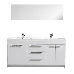EVIVA EVVN1700-8-72WH LUGANO 72 INCH WHITE MODERN BATHROOM VANITY WITH WHITE INTEGRATED ACRYLIC DOUBLE SINK