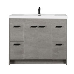 EVIVA EVVN1000-8-42CGR LUGANO 42 INCH CEMENT GRAY MODERN BATHROOM VANITY WITH WHITE INTEGRATED ACRYLIC TOP