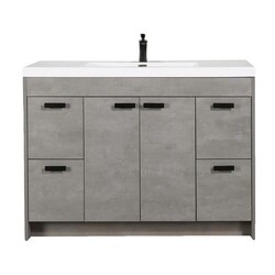 EVIVA EVVN1200-8-48CGR LUGANO 48 INCH CEMENT GRAY MODERN BATHROOM VANITY WITH WHITE INTEGRATED ACRYLIC TOP