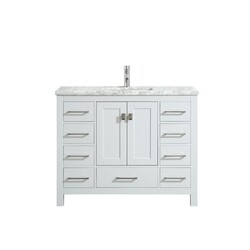 EVIVA EVVN411-36X18WH HAMPTON 36 X 18 INCH WHITE TRANSITIONAL BATHROOM VANITY WITH WHITE CARRARA COUNTERTOP AND UNDERMOUNT PORCELAIN SINK
