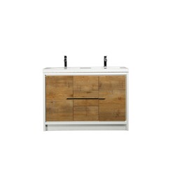 EVIVA EVVN765-60NOK-WH-DS GRACE 60 INCH NATURAL OAK/WHITE DOUBLE SINK BATHROOM VANITY WITH WHITE INTEGRATED ACRYLIC TOP