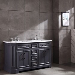 EVIVA EVVN188-60 GLORY 60 INCH BATHROOM VANITY WITH CARRARA MARBLE COUNTERTOP AND PORCELAIN SINK