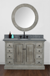 INFURNITURE WK8348+MG TOP 48 INCH SOLID RECYCLED FIR SINGLE SINK VANITY IN GREY WITH POLISHED TEXTURED SURFACE GRANITE TOP