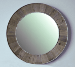 INFURNITURE WK1811M 27.5 x 27.5 INCH SOLID RECYCLED FIR ROUND MIRROR