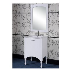 INFURNITURE IN3324-W 24 INCH SINGLE SINK BATHROOM VANITY IN WHITE WITH CERAMIC TOP