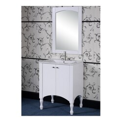 INFURNITURE IN3330-W 30 INCH SINGLE SINK BATHROOM VANITY IN WHITE WITH CERAMIC TOP