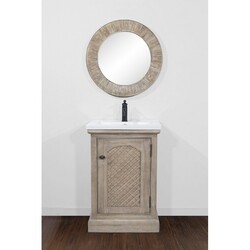 INFURNITURE WK8124 24 INCH RUSTIC SOLID FIR VANITY WITH CERAMIC SINGLE SINK