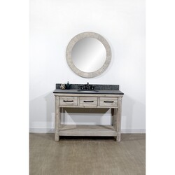 INFURNITURE WK8448+MG TOP 48 INCH RUSTIC SOLID FIR SINGLE SINK VANITY WITH POLISHED TEXTURED SURFACE GRANITE TOP