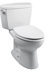 TOTO CST744ELR#01 ECO DRAKE TWO PIECE ELONGATED 1.28 GPF TOILET WITH E-MAX FLUSH SYSTEM, RIGHT-HAND TRIP LEVER AND COMFORT HEIGHT BOWL - LESS SEAT