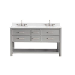 AVANITY BROOKS-VS60-CG-EW BROOKS 61 INCH DOUBLE VANITY IN CHILLED GRAY WITH ENGINEERED WHITE STONE TOP