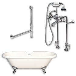 CAMBRIDGE PLUMBING ADE-PKG-NH ACRYLIC DOUBLE ENDED CLAWFOOT BATHTUB 70 X 30 INCH WITH NO FAUCET DRILLINGS AND COMPLETE PLUMBING PACKAGE