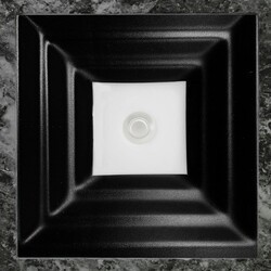 LINKASINK AG09E-01 16.5 INCH GLASS UNDERMOUNT SQUARE BLACK WITH WHITE WINDOW BATHROOM SINK