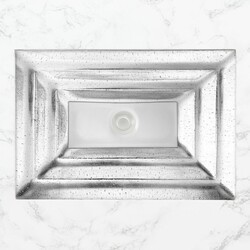 LINKASINK AG10B-01 GLASS GLOMIS 20 INCH LARGE RECTANGULAR UNDERMOUNT BATHROOM SINK WITH WHITE WINDOW