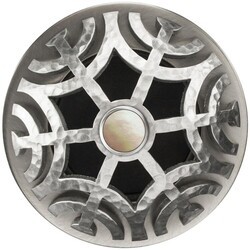 LINKASINK D011 SHB SCR02 MAZE GRID STRAINER-SATIN HAMMERED BRASS COATED AND MOTHER OF PEARL SCREW