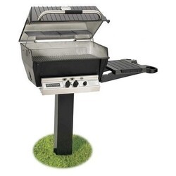BROILMASTER H4PK2N H4XN SERIES DELUXE NATURAL GAS GRILL PACKAGE 2 WITH PAINTED IN-GROUND POST AND ONE SIDE SHELF - BLACK