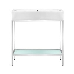 SWISS MADISON SM-BV72 PIERRE 32 INCH SINGLE FREESTANDING BATHROOM VANITY WITH OPEN SHELF AND METAL FRAME