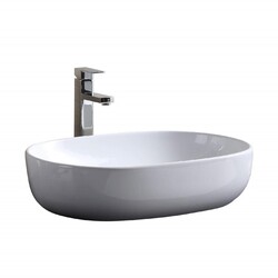 FINE FIXTURES MV2316TE 23 5/8 INCH VESSEL BATHROOM SINK WITH 16 3/8 INCH FRONT TO BACK - WHITE