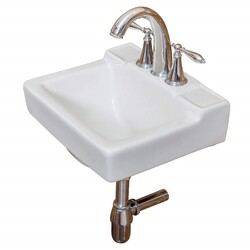 FINE FIXTURES WH1412W 14 INCH THREE HOLES WALL MOUNT BATHROOM SINK - WHITE