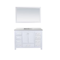 LAVIVA 313ANG-48W-MW WILSON 48 INCH WHITE CABINET WITH MATTE WHITE STONE SOLID SURFACE COUNTERTOP