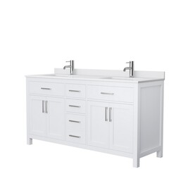 WYNDHAM COLLECTION WCG242466DWHWCUNSMXX BECKETT 66 INCH DOUBLE BATHROOM VANITY IN WHITE WITH WHITE CULTURED MARBLE COUNTERTOP AND UNDERMOUNT SQUARE SINKS