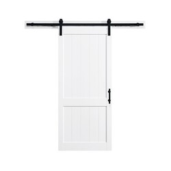 OVE DECORS 15DKB-SHK136-JS 82 X 89 INCH SLIDING BARN DOOR WITH HARDWARE KIT AND U-SHAPE SOFT CLOSE ROLLERS MECHANISM IN RUSTIC BLACK