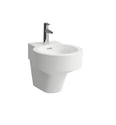 LAUFEN H8302813021 VAL 17 INCH WALL MOUNT ROUND BIDET WITH SINGLE FAUCET HOLE