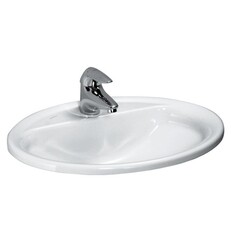 LAUFEN H8139510001041 PRO B 22 INCH DROP-IN OVAL BATHROOM SINK WITH TAP BANK - WHITE