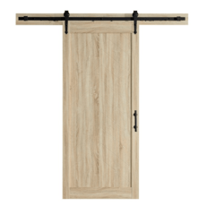 OVE DECORS 15DKB-HEB336-JS 82 X 89 INCH SLIDING BARN DOOR WITH HARDWARE KIT AND VICTORIAN SOFT CLOSE ROLLERS MECHANISM IN RUSTIC BLACK