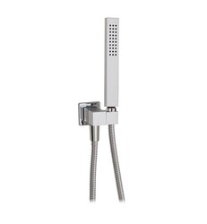 AQUABRASS ABSCN3745 1 1/8 INCH SINGLE-FUNCTION SQUARE HANDSHOWER SET WITH HOOK AND BRAIDED HOSE