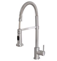 AQUABRASS ABFK30045 WIZARD 19 3/8 INCH DECK MOUNT PULL-OUT DUAL STREAM MODE KITCHEN FAUCET