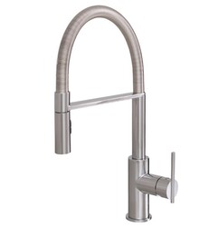 AQUABRASS ABFK3845N ZEST 18 7/8 INCH DECK MOUNT PULL-OUT DUAL STREAM MODE KITCHEN FAUCET WITH FLEXIBLE SPRING HOSE
