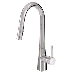 AQUABRASS ABFK7145N BAGUETTE 17 3/8 INCH DECK MOUNT PULL-DOWN DUAL STREAM MODE KITCHEN FAUCET