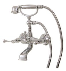 AQUABRASS ABFB07304 REGENCY 10 7/8 INCH TWO HOLES WALL MOUNT CRADLE TUB FILLER WITH HANDSHOWER