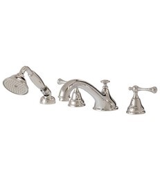 AQUABRASS ABFB07318 REGENCY 4 3/8 INCH FOUR HOLES DECK MOUNT ROMAN TUB FAUCET WITH HANDSHOWER