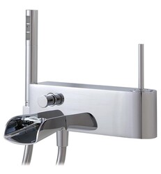 AQUABRASS ABFB32004PC LOVEME 6 INCH TWO HOLES WALL MOUNT TUB FILLER WITH HANDSHOWER - POLISHED CHROME