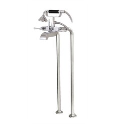 AQUABRASS ABFB53086 OTTO 40 1/2 INCH TWO HOLES FLOOR MOUNT CRADLE TUB FILLER WITH HANDSHOWER