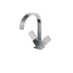 AQUABRASS ABFB34514 TOSCA 11 1/8 INCH SINGLE HOLE DECK MOUNT BATHROOM FAUCET WITH CRYSTAL HANDLES