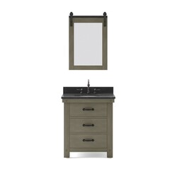 WATER-CREATION AB30BL03GG-P24000000 ABERDEEN 30 INCH SINGLE SINK BLUE LIMESTONE COUNTERTOP VANITY IN GRIZZLE GRAY AND MIRROR