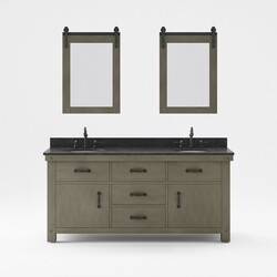 WATER-CREATION AB72BL03GG-P24000000 ABERDEEN 72 INCH DOUBLE SINK BLUE LIMESTONE COUNTERTOP VANITY IN GRIZZLE GRAY WITH MIRROR