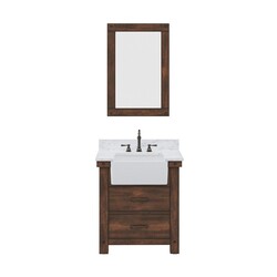 WATER-CREATION PY30CW03RS-A24TL1203 PAISLEY 30 INCH SINGLE SINK CARRARA WHITE MARBLE COUNTERTOP VANITY IN RUSTIC SIENNA WITH HOOK FAUCET AND MIRROR