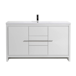 EVIVA EVVN765-60-SS GRACE 60 INCH BATHROOM VANITY WITH SINGLE WHITE INTEGRATED ACRYLIC COUNTERTOP