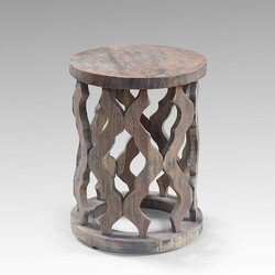 A TOUCH OF DESIGN TB107T597 MONACO 14 INCH CARVED NATURAL TEAK WOOD ACCENT TABLE