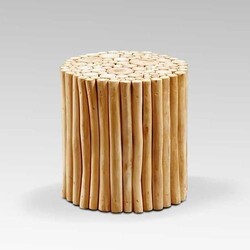 A TOUCH OF DESIGN TB107W542 SAMIR 14 INCH ACACIA WOOD END TABLE WITH NATURAL WOODEN LOGS