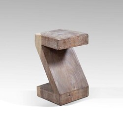 A TOUCH OF DESIGN TB107W450 ZEE 12 INCH DECORATIVE Z-SHAPED ACCENT TABLE FROM NATURAL SUAR WOOD