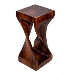A TOUCH OF DESIGN TB107W443 BELFAST 12 INCH SIDE TABLE DARK BROWN NATURAL SUAR WOOD WITH TWIST DESIGN