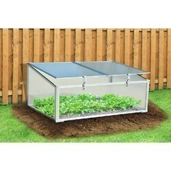 HANOVER HANGHMN-1NAT 39 INCH COLD FRAME MINI GREENHOUSE WITH SINGLE GARDEN BED - NATURAL AND SILVER