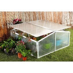 HANOVER HANGHMN-2NAT 39 1/4 INCH COLD FRAME MINI GREENHOUSE WITH DOUBLE GARDEN BED - NATURAL AND SILVER
