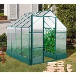 HANOVER HANGRNHSP8X6-GRN 74 3/4 INCH HOBBY WALK-IN GREENHOUSE - NATURAL AND SILVER