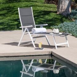 HANOVER EVERCHS-W-GRY EVERSON 27 1/2 INCH OUTDOOR SLING CHAISE - WHITE AND GREY