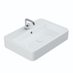 WS BATH COLLECTIONS CONTOUR 61060 WG 23 5/8 INCH WALL MOUNT OR VESSEL BATHROOM SINK - GLOSSY WHITE